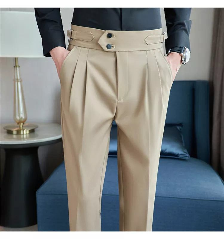 “Word Of Mouth” Men’s High Waist Designer Slim Fit Business Casual Dress Pants