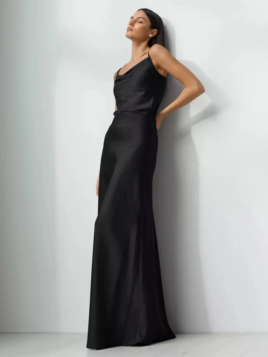 "Moda" Women's Satin High Waist Maxi Skirt