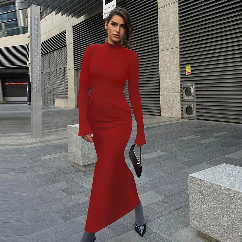 "Willow" Turtleneck Long Sleeve Maxi Dress