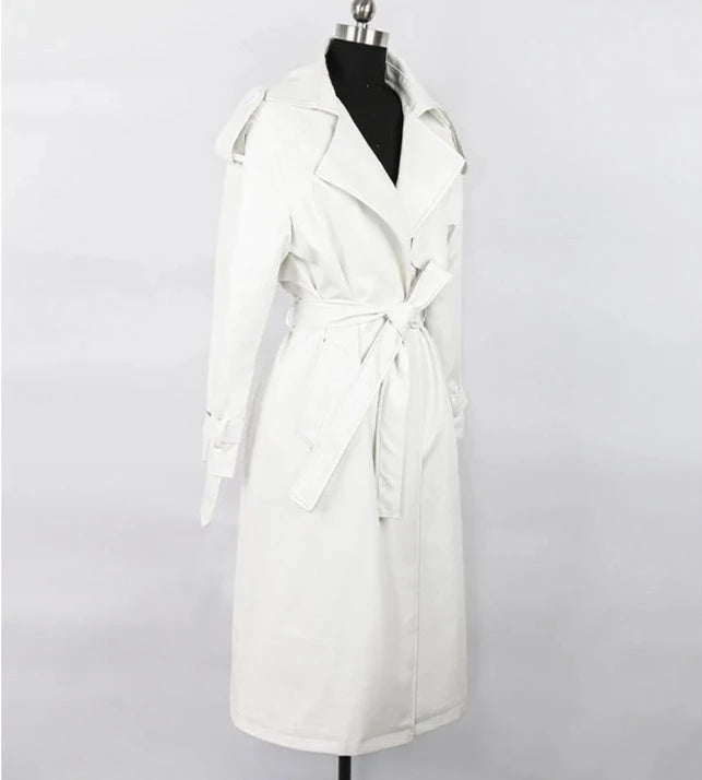 ”Lead Me On” Long Sleeve Designer Leather Trench Coat