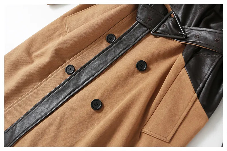 ”Volaire” Women’s Italian Leather Trench Coat