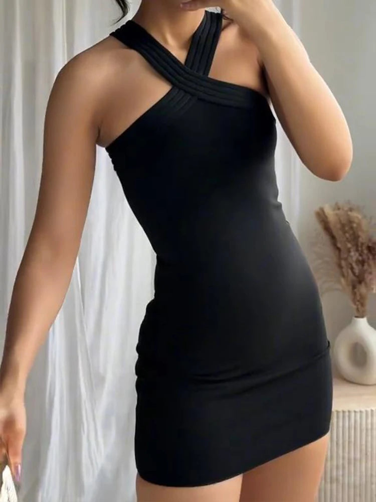 "Malibu Black" Slim Fit Backless Mini Dress