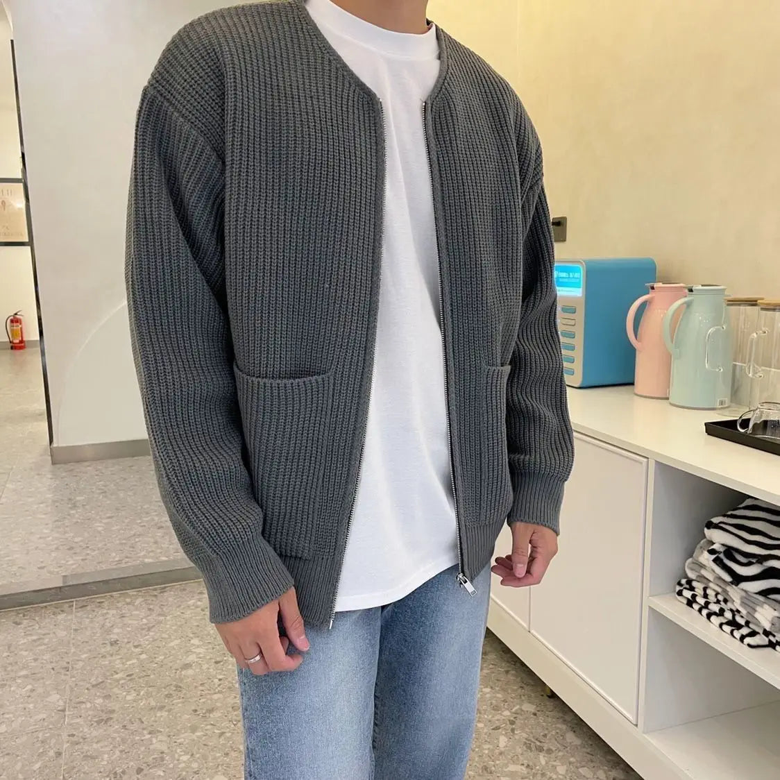 “Fall Antics” Men’s Knitted Oversized Designer Long Sleeve Sweater