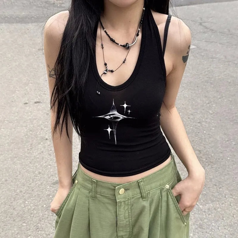 “Devilish Eyes” Women’s Retro Y2K Style Slim Fit Tank Top