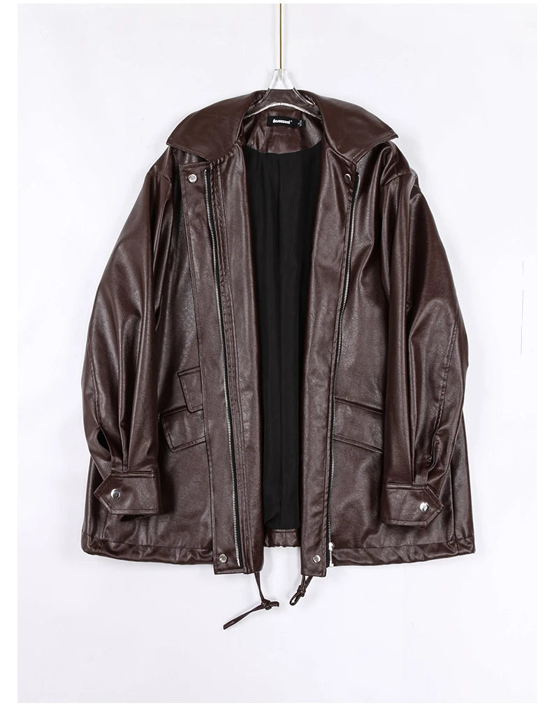 "Trinity" Women's Waterproof Long Sleeve Oversized Faux Leather Jacket