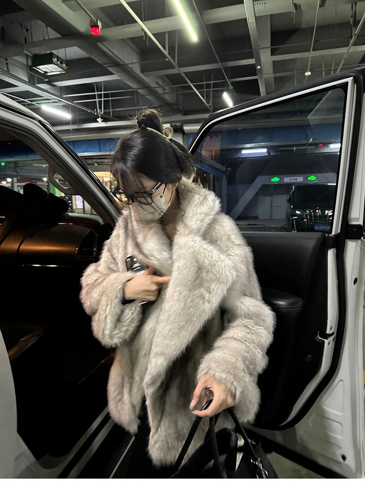 "Milan" Women's Designer Oversized Thick Fox Fur Coat