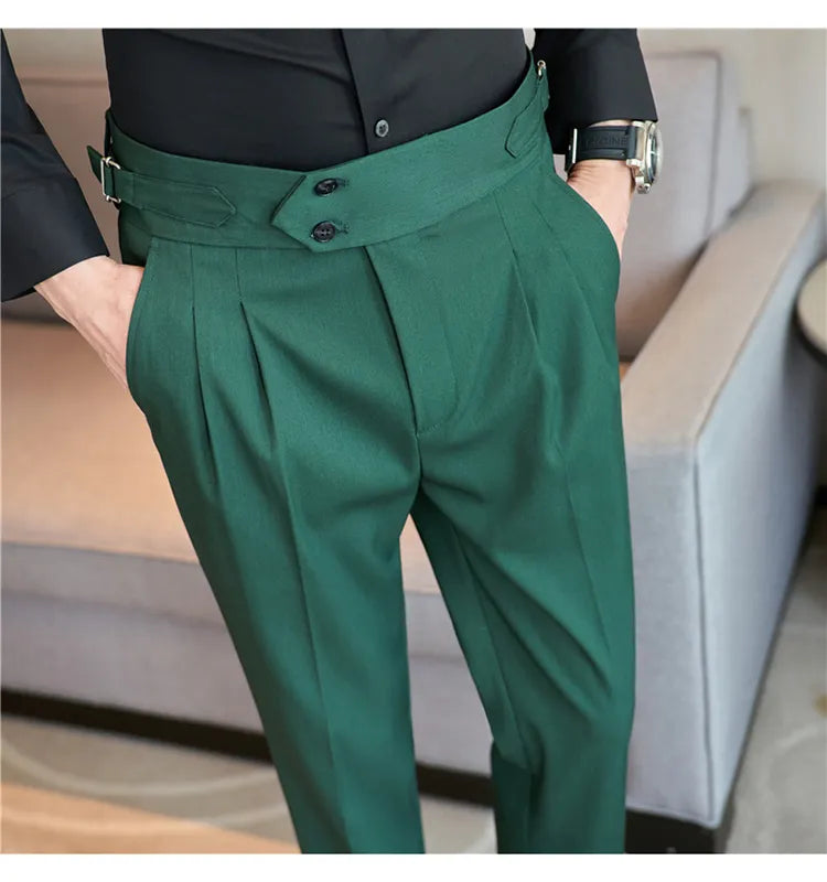 “Word Of Mouth” Men’s High Waist Designer Slim Fit Business Casual Dress Pants