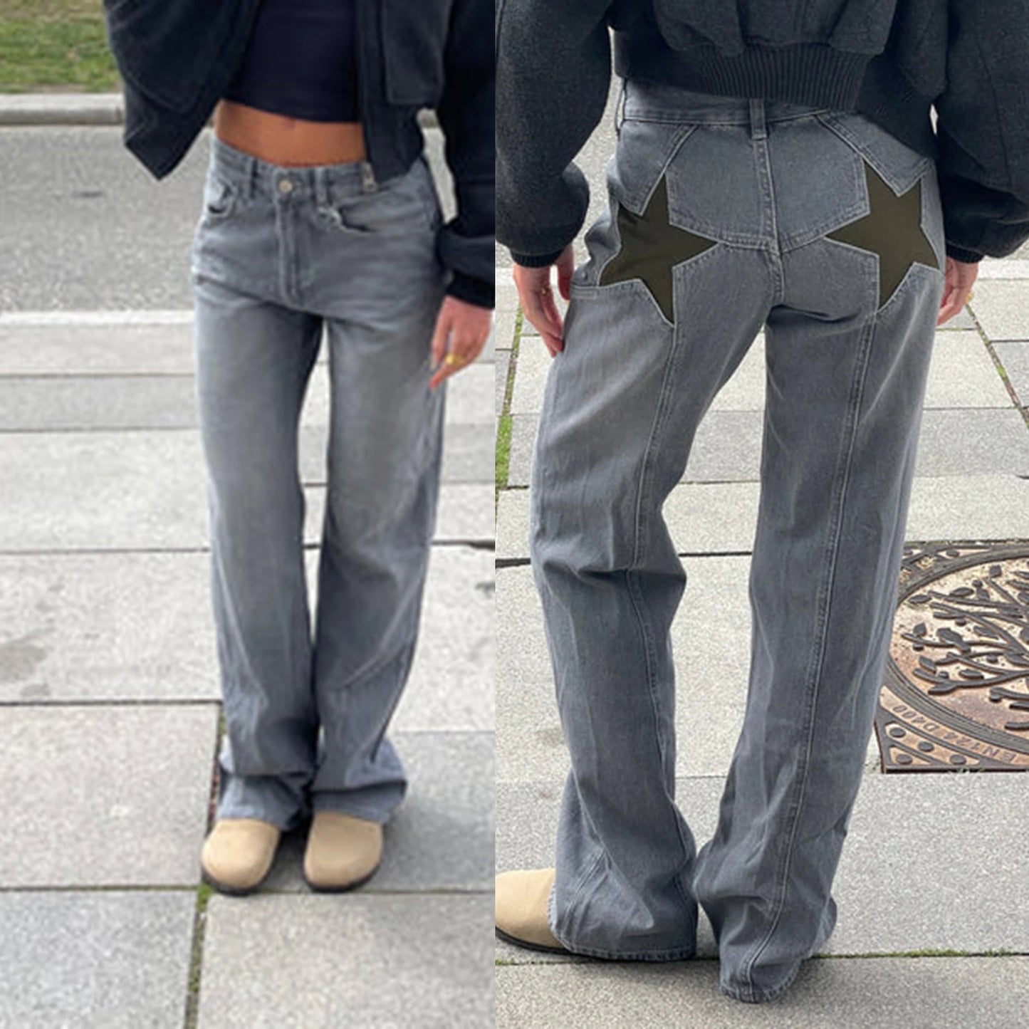 "Party Like A Rockstar" Women's Vintage Y2K Style Low Waist Jeans
