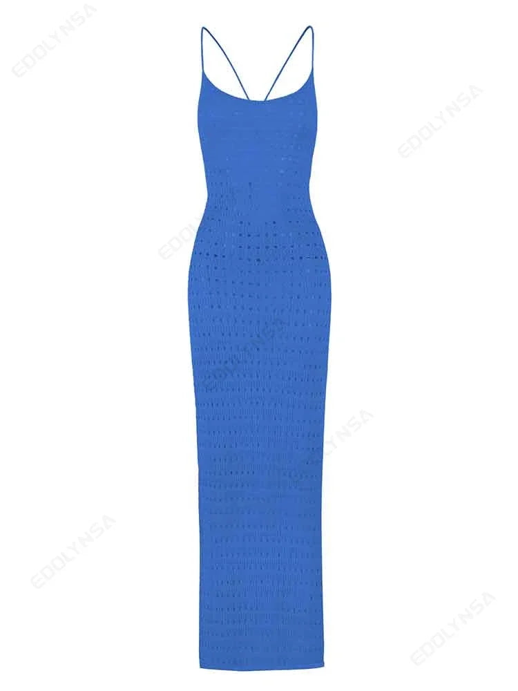 "June" Knitted Backless Bodycon Maxi Dress