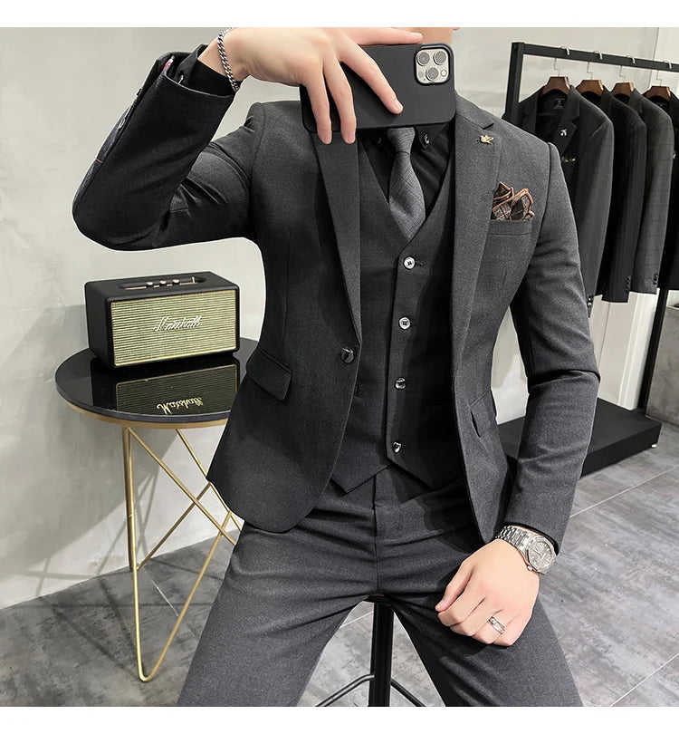 “Charon” Men’s Slim Fit 3 Piece Business Suit