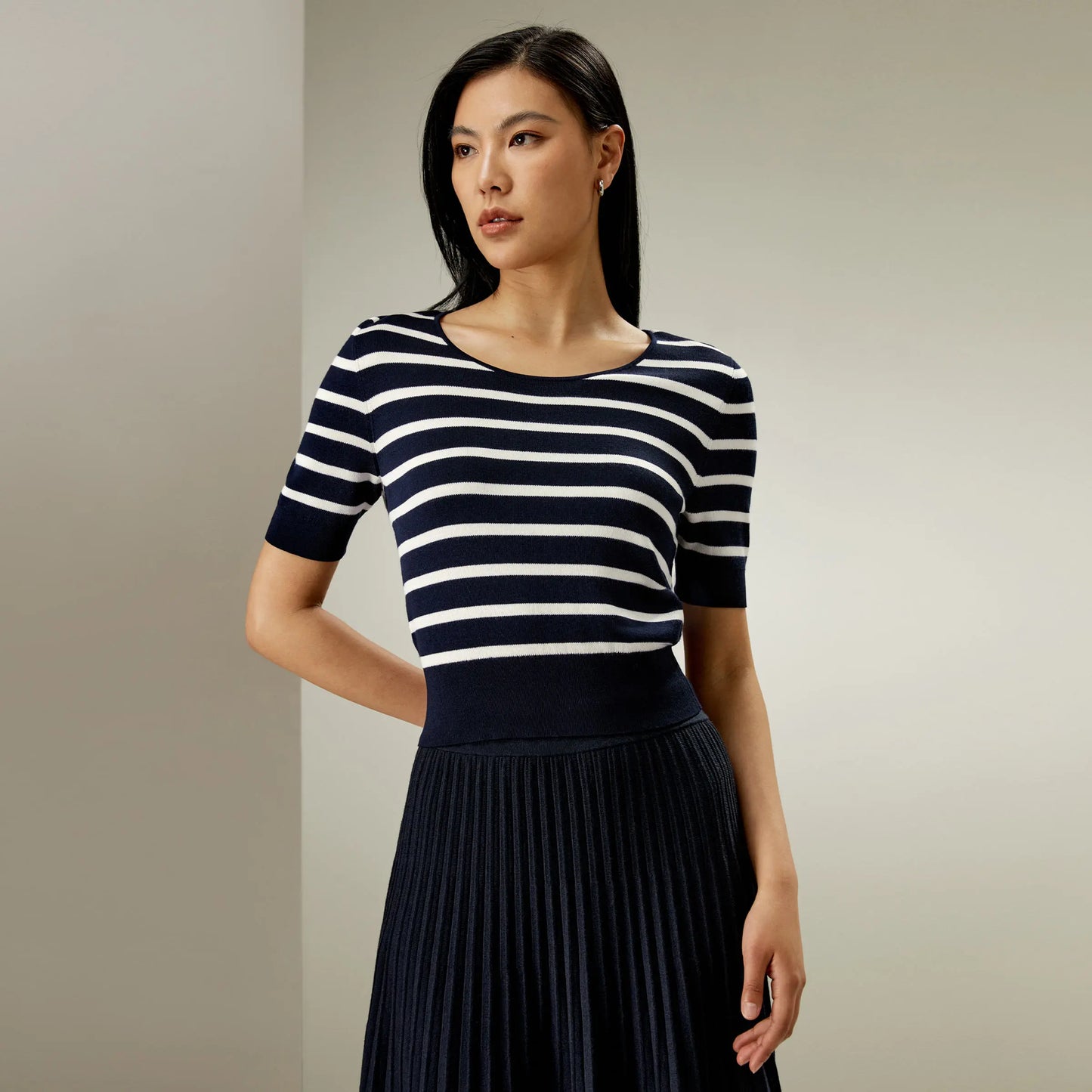 "England" Women's Silk Striped Knitted Crop Top