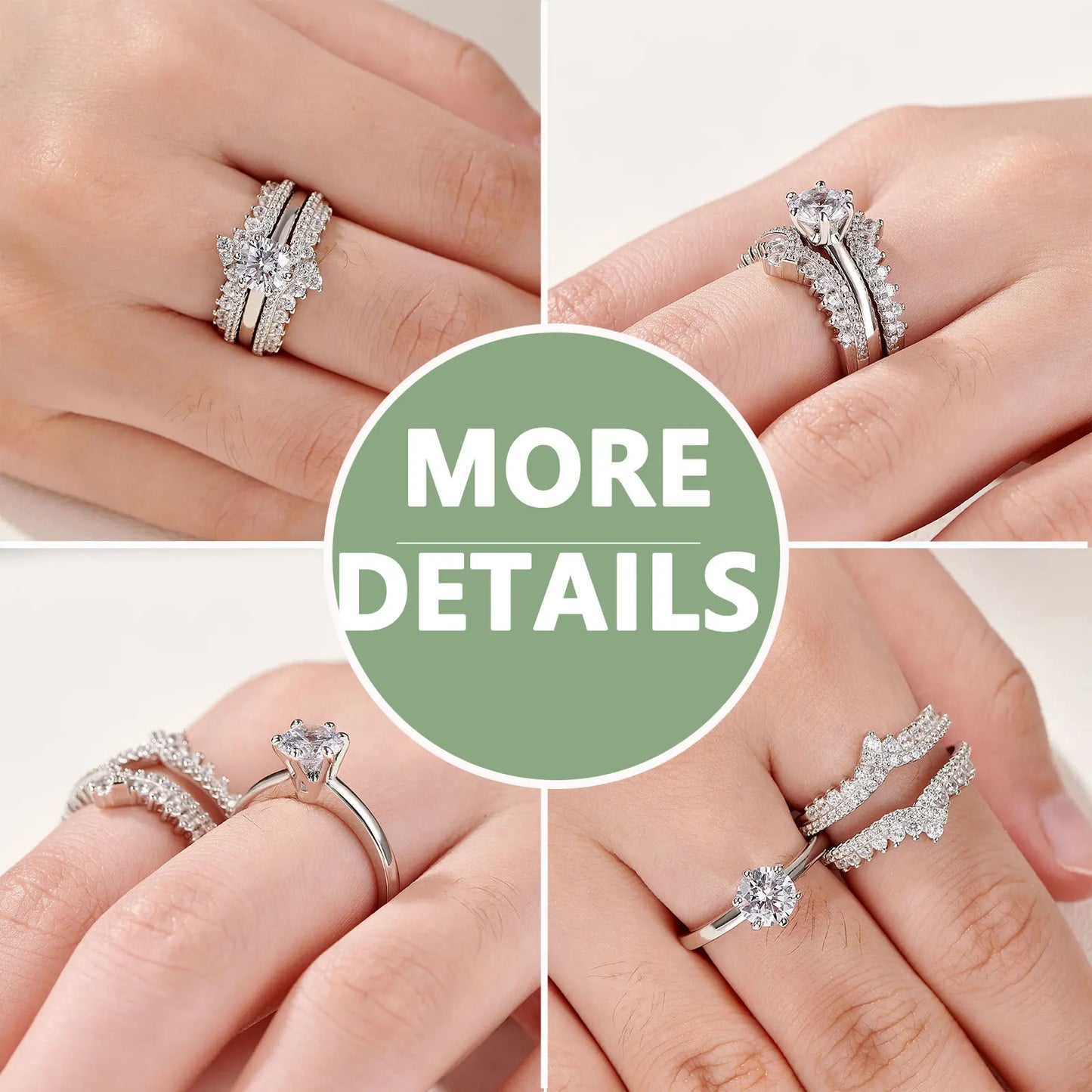 “Royalty” Sterling Silver Detachable 2 Piece Engagement Ring