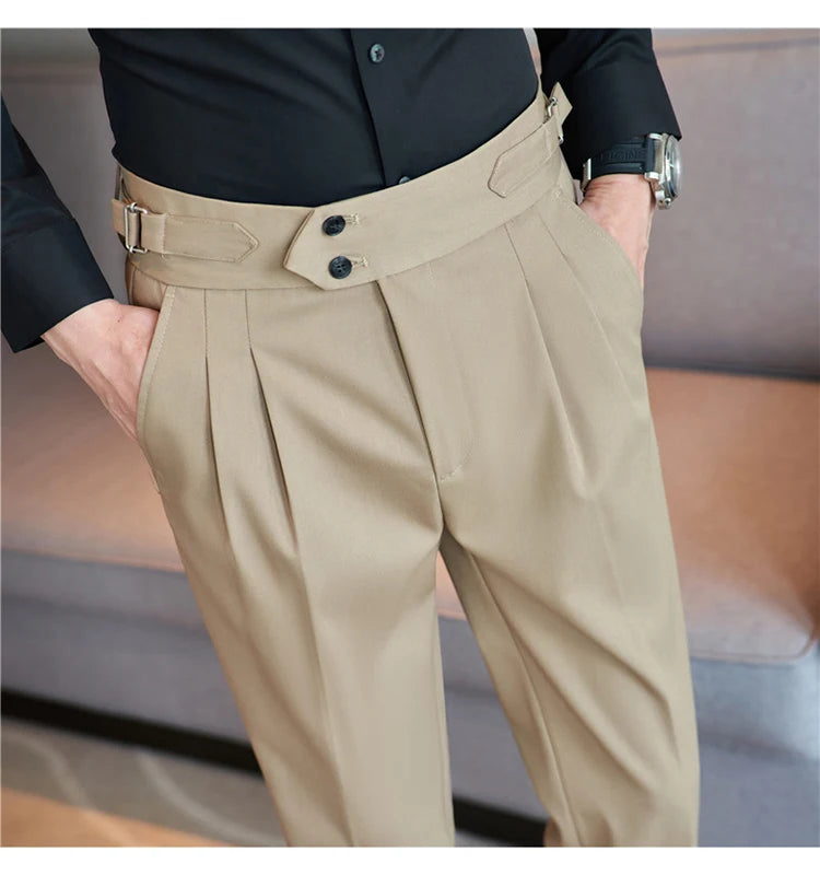 “Word Of Mouth” Men’s High Waist Designer Slim Fit Business Casual Dress Pants