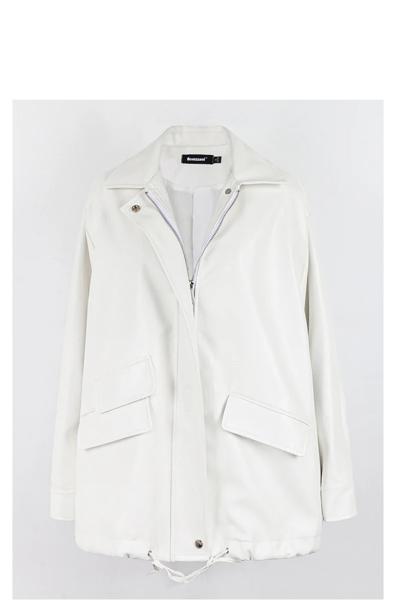 "Trinity" Women's Waterproof Long Sleeve Oversized Faux Leather Jacket