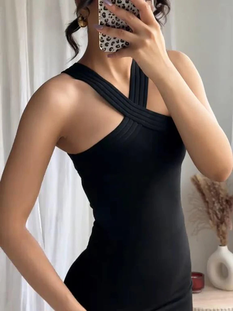 "Malibu Black" Slim Fit Backless Mini Dress
