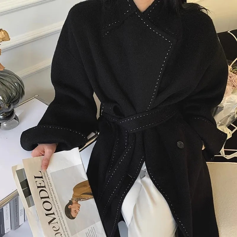 “Grandeur” Women’s Double-Sided Designer Oversized Cashmere Coat