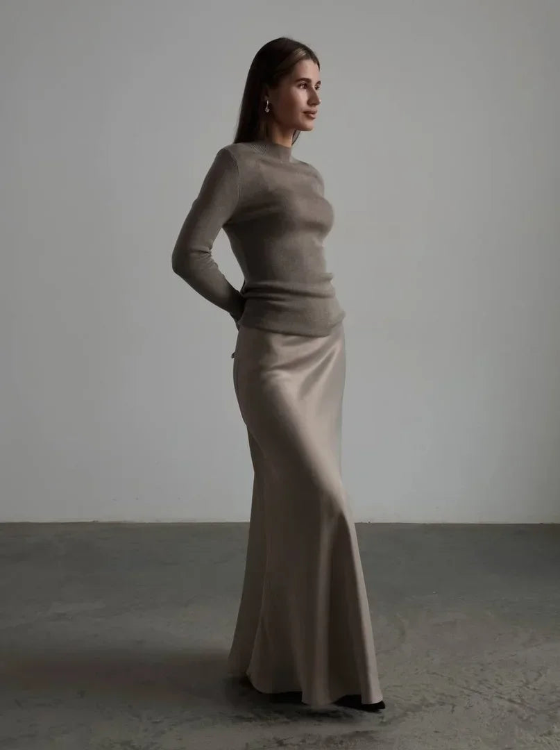 "Moda" Women's Satin High Waist Maxi Skirt