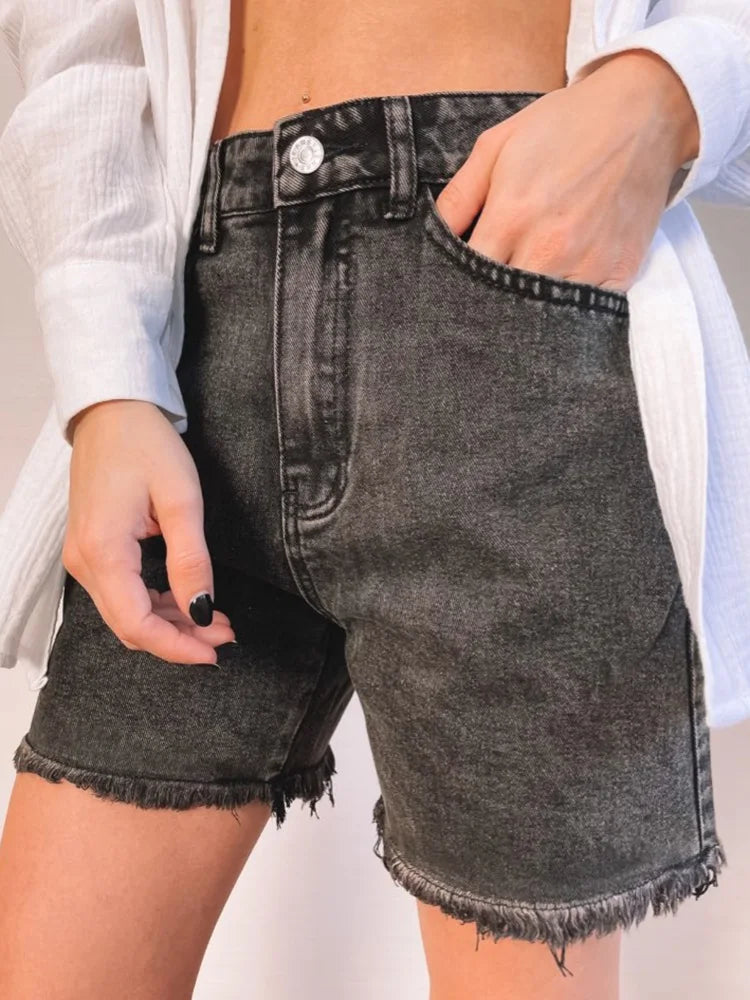 “Mid 90s” Women’s Casual Chic High Waist Denim Jean Shorts