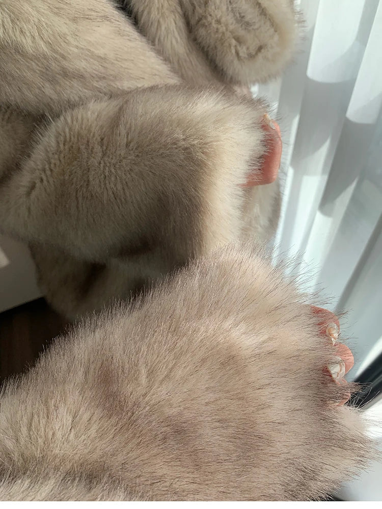 "Milan" Women's Designer Oversized Thick Fox Fur Coat