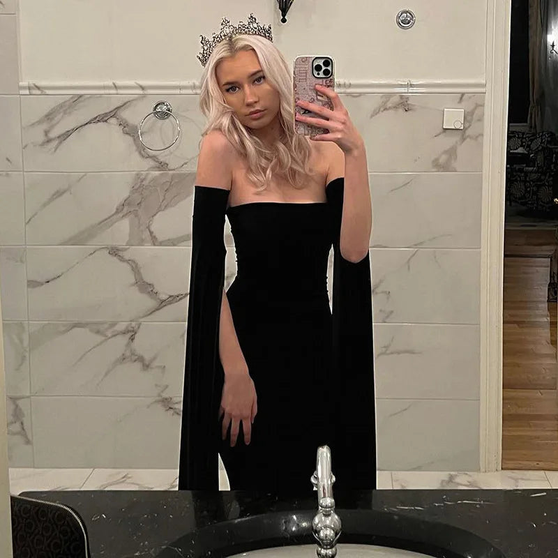 "Monroe" Women's Sexy Backless Strapless Long Sleeve Maxi Dress