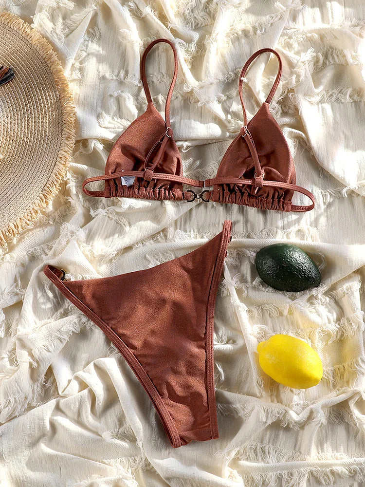 "Minka" Pleated Ring Cut Bikini