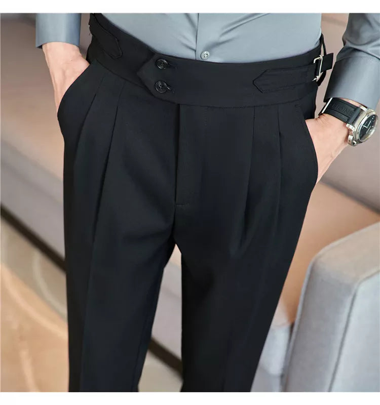 “Word Of Mouth” Men’s High Waist Designer Slim Fit Business Casual Dress Pants