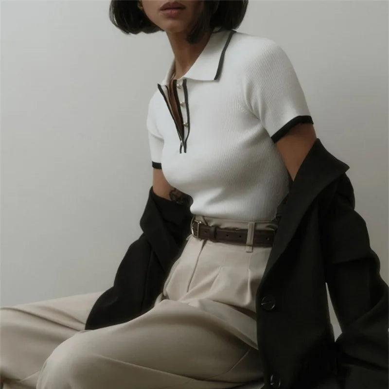 "Breeze" Women's Short Sleeve Knitted Polo Shirt