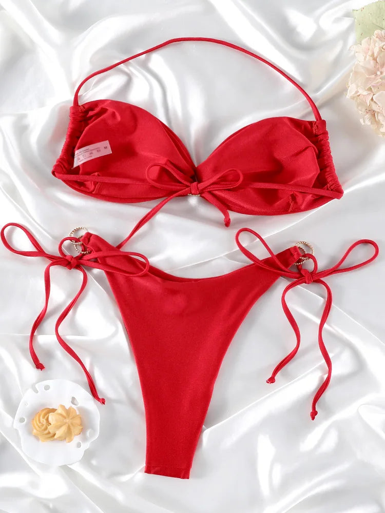 "Minka" Pleated Ring Cut Bikini
