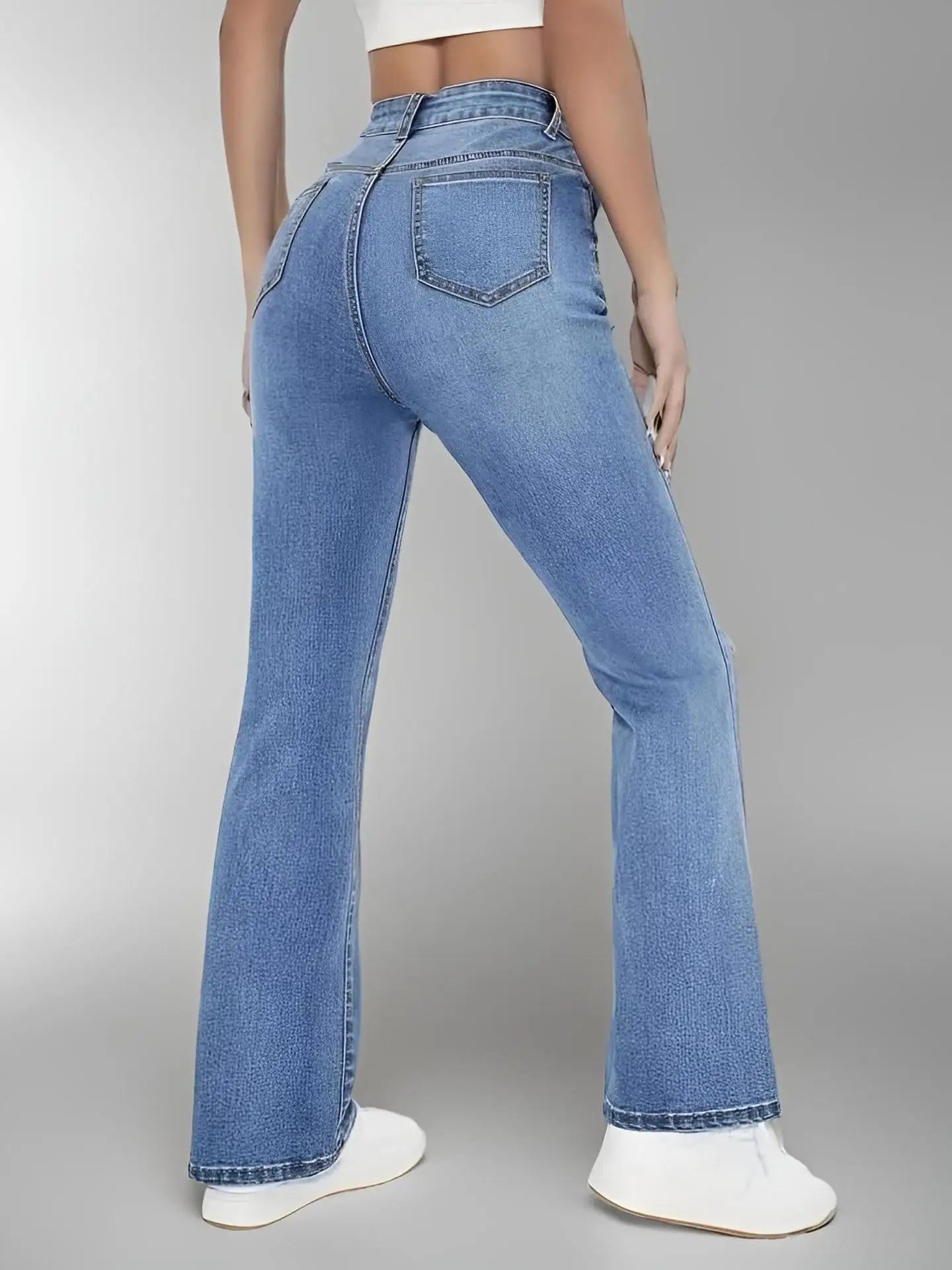 "Kelly" Women's Casual High Waist Light Wash Slim Fit Jeans