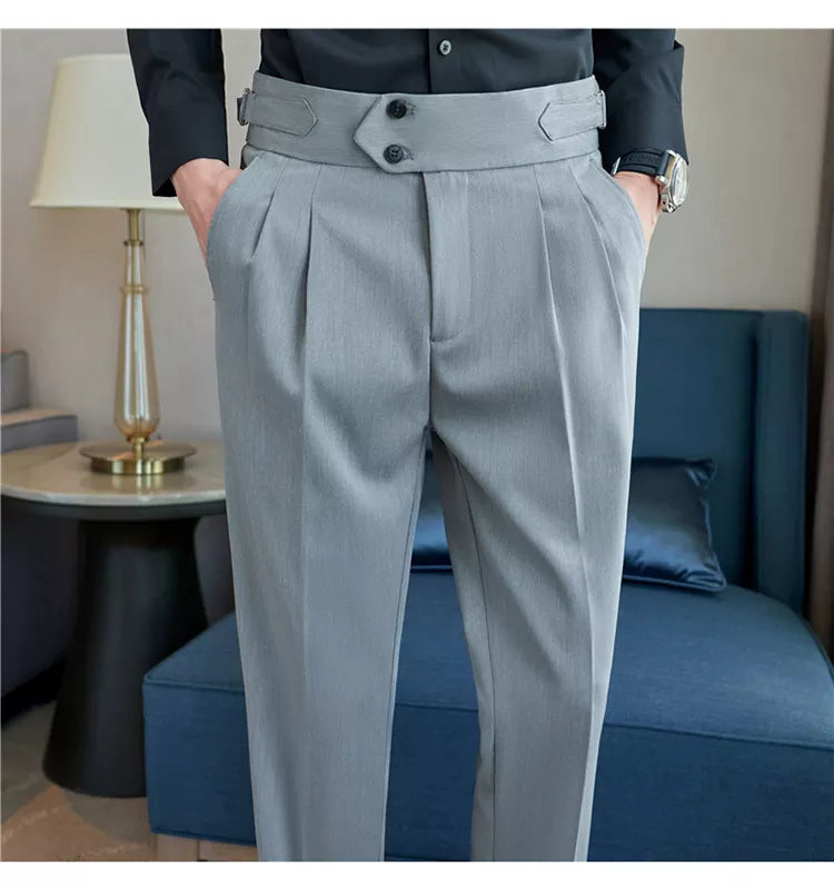 “Word Of Mouth” Men’s High Waist Designer Slim Fit Business Casual Dress Pants