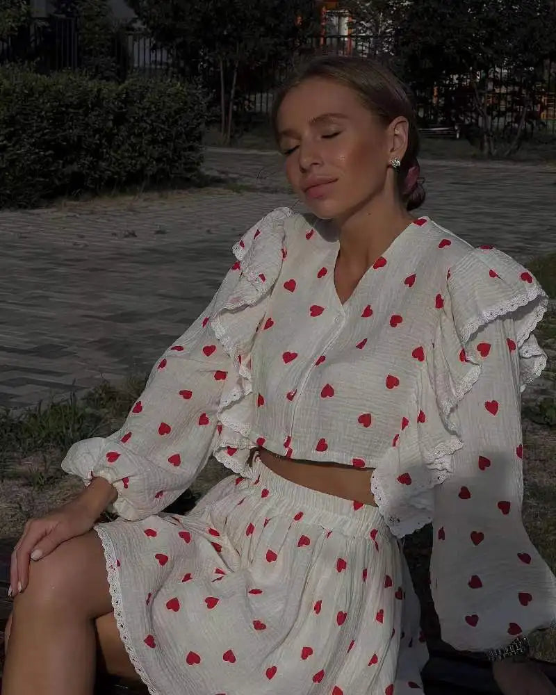 “Binded Lovers” Women’s Casual Long Sleeve 2 Piece Linen Outfit Set