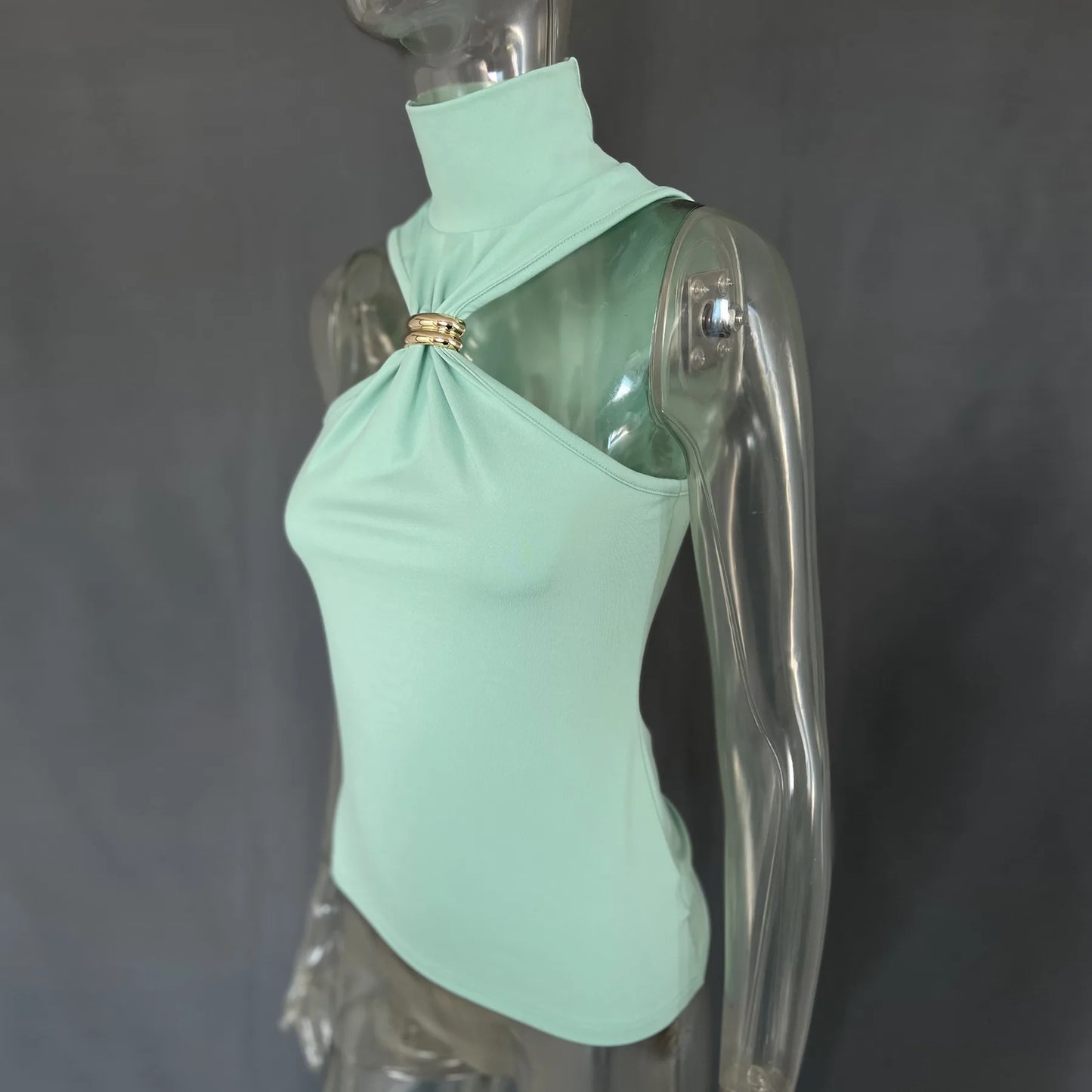 "Mrs. Banks" Women's Elegant Sleeveless Turtleneck Top