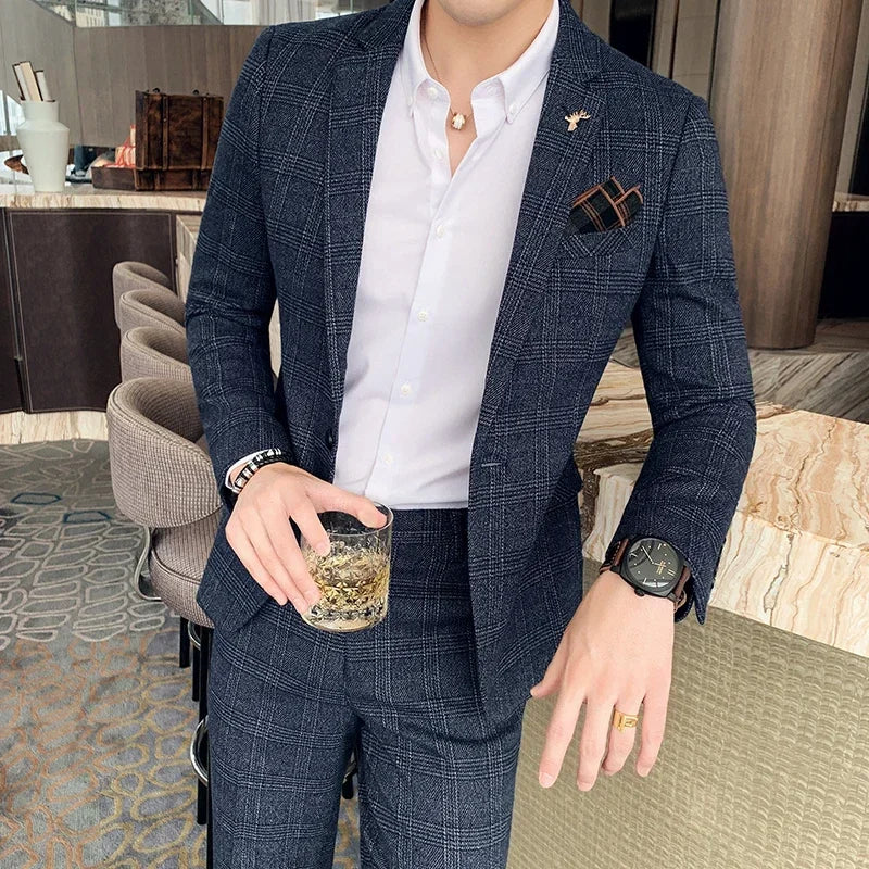 "Callan" Men's Plaid Business Suit