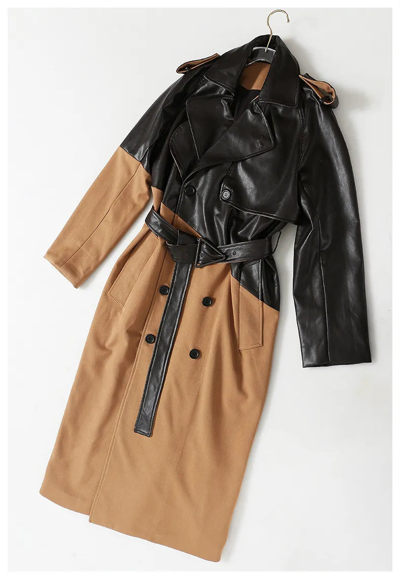 ”Volaire” Women’s Italian Leather Trench Coat