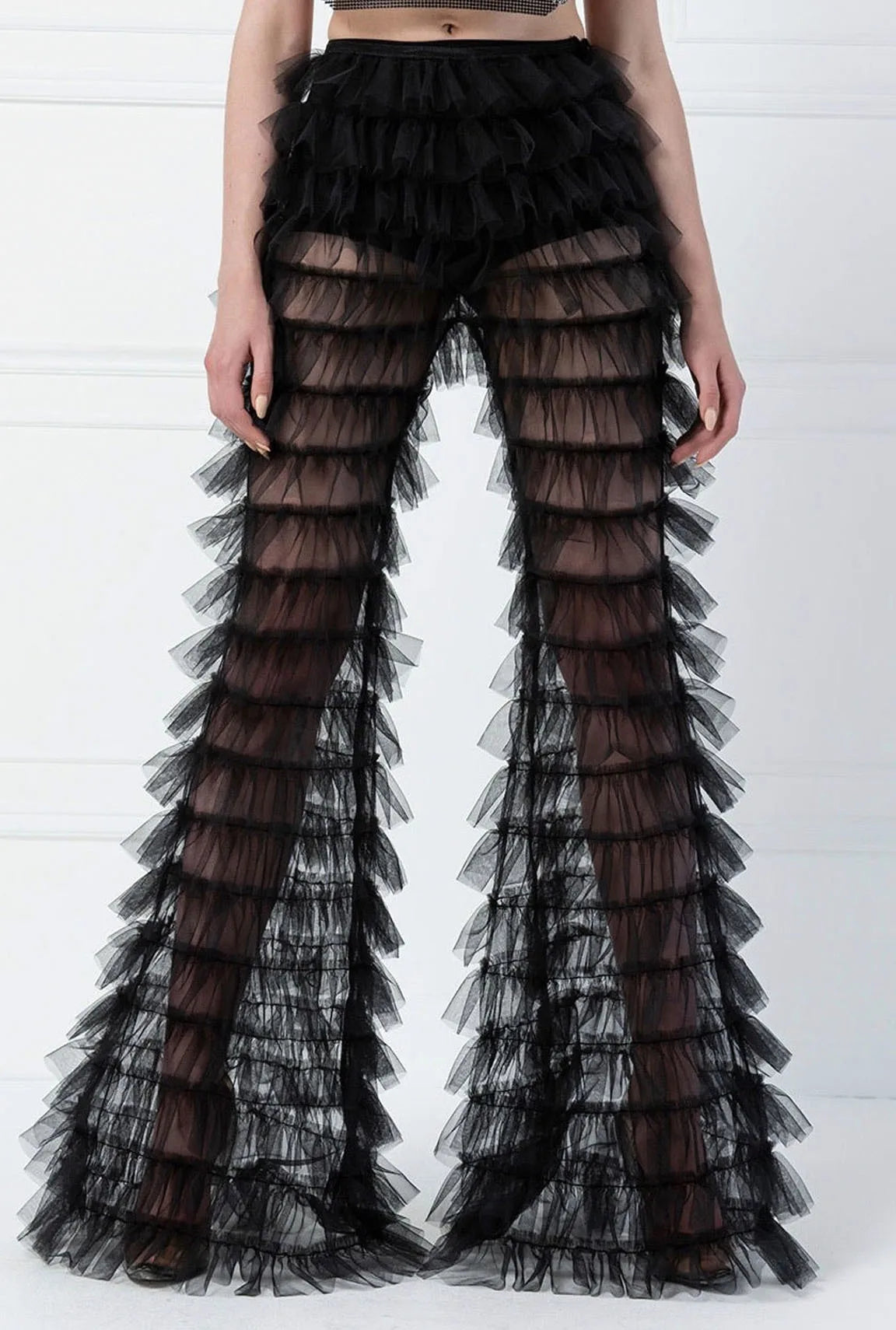 "CoCho" Women's Sheer Mesh Y2K Style Flare Pants