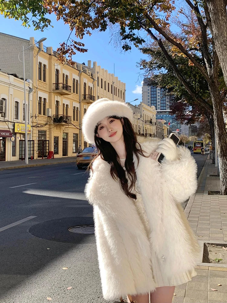 "Milan" Women's Designer Oversized Thick Fox Fur Coat