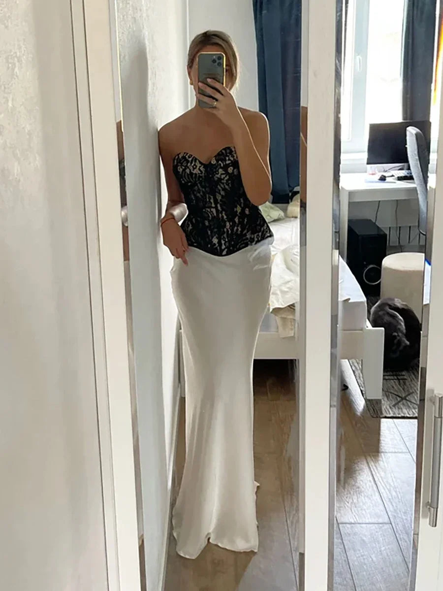 "Moda" Women's Satin High Waist Maxi Skirt