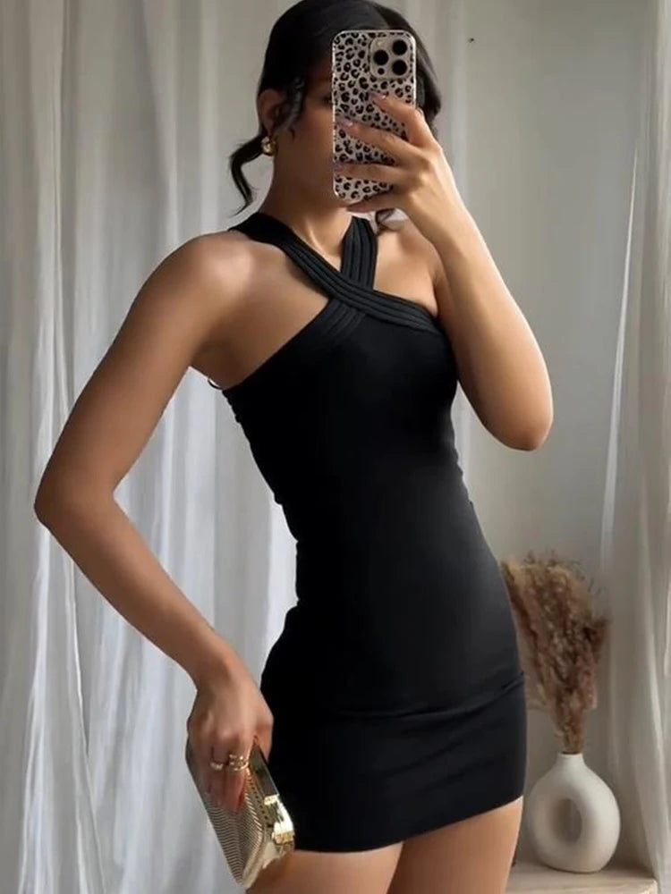 "Malibu Black" Slim Fit Backless Mini Dress