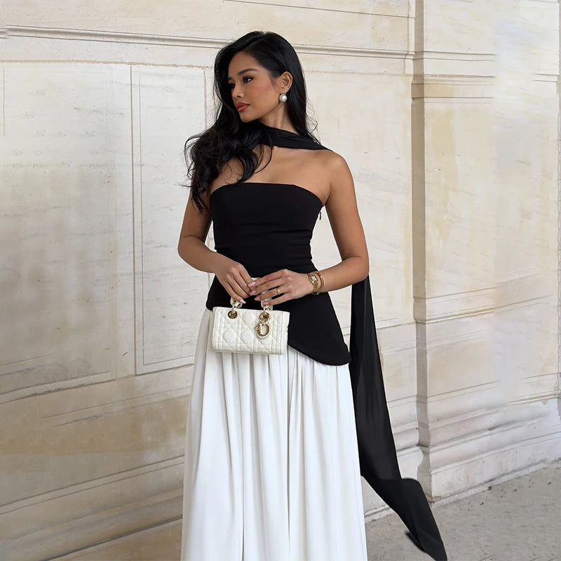 "Daisy" Women's Backless Pleated V-neck Maxi Dress