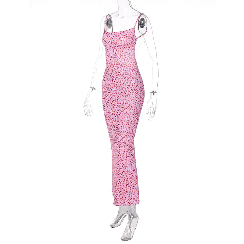 “Daffodil” Women’s Sexy Floral Backless Maxi Sundress