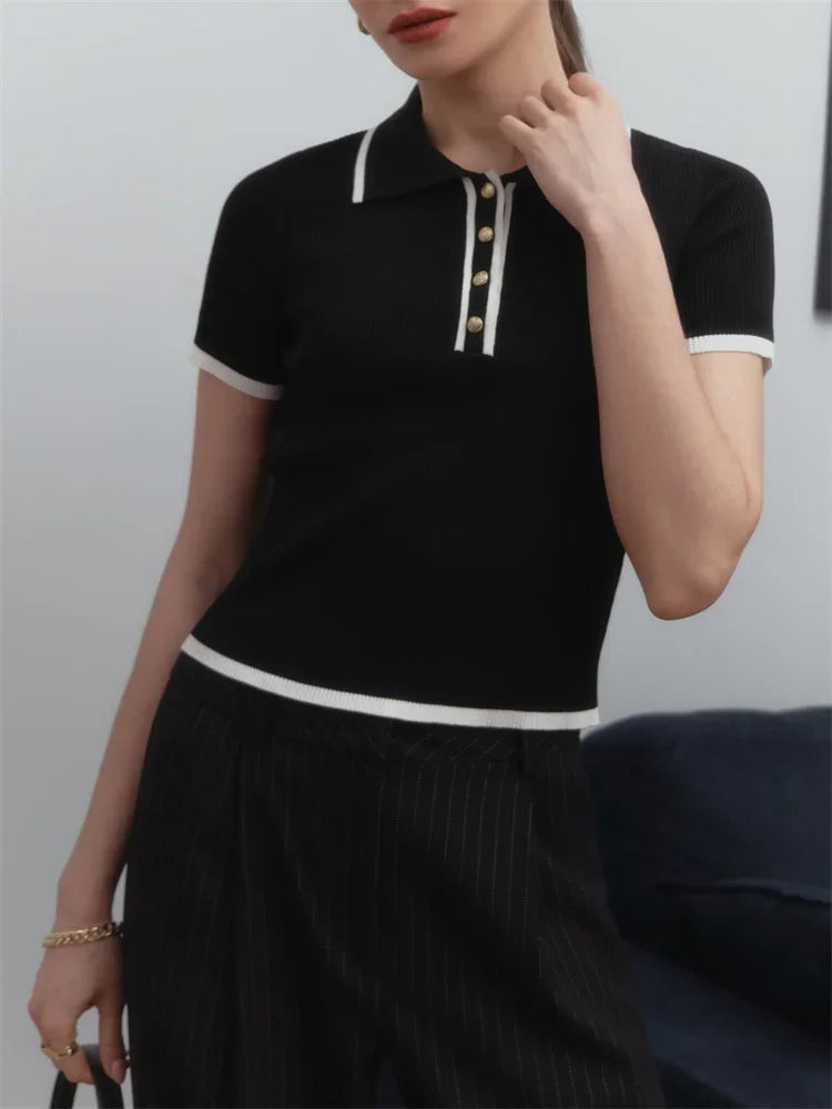 "Breeze" Women's Short Sleeve Knitted Polo Shirt