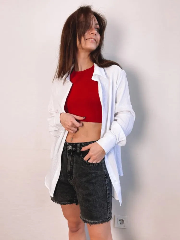 “Mid 90s” Women’s Casual Chic High Waist Denim Jean Shorts