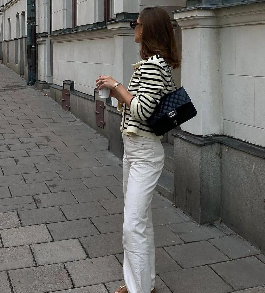 "Flossy" Women's Striped Knitted 2 Piece Outfit Set