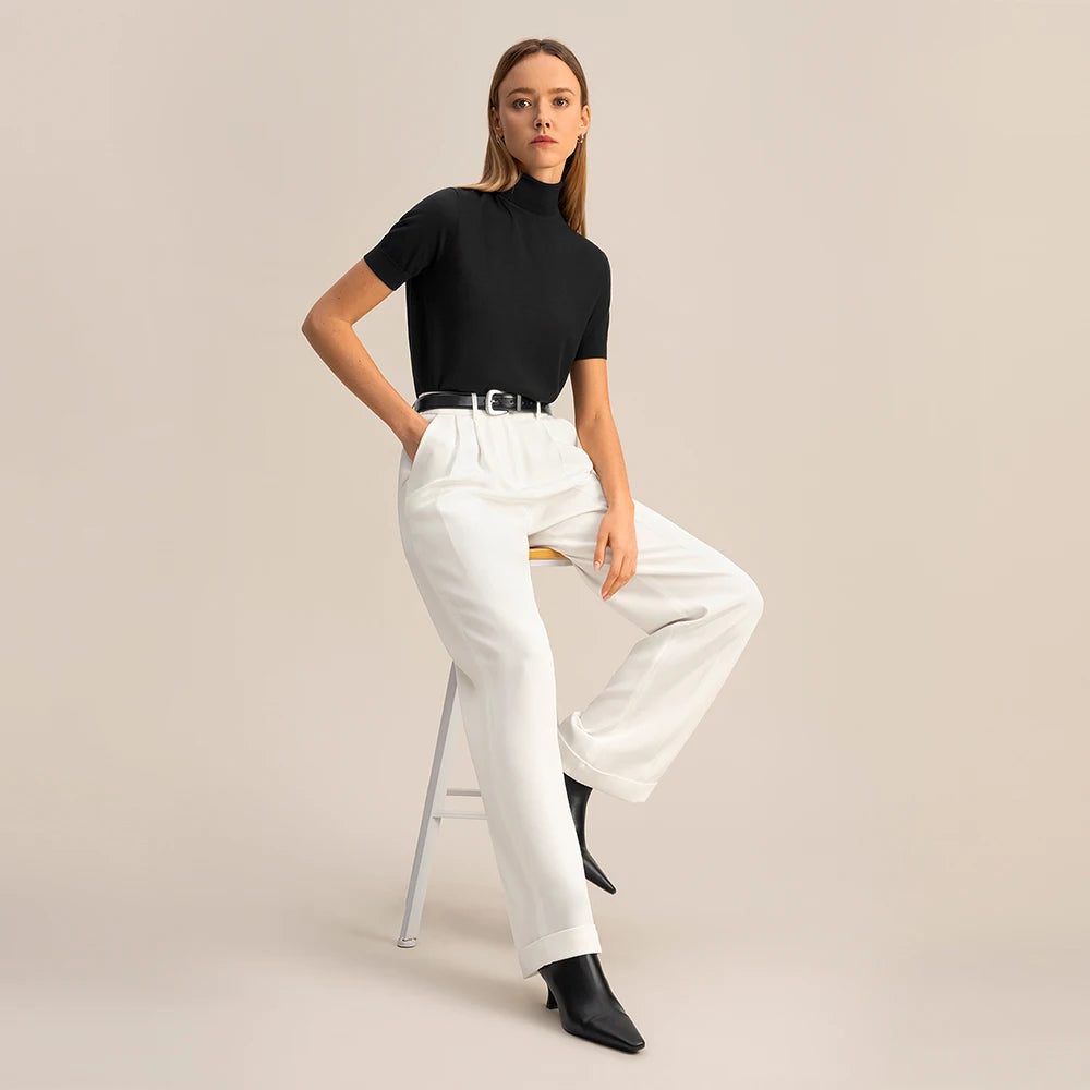 “Lily” Women’s Wide Leg Designer Silk Pants