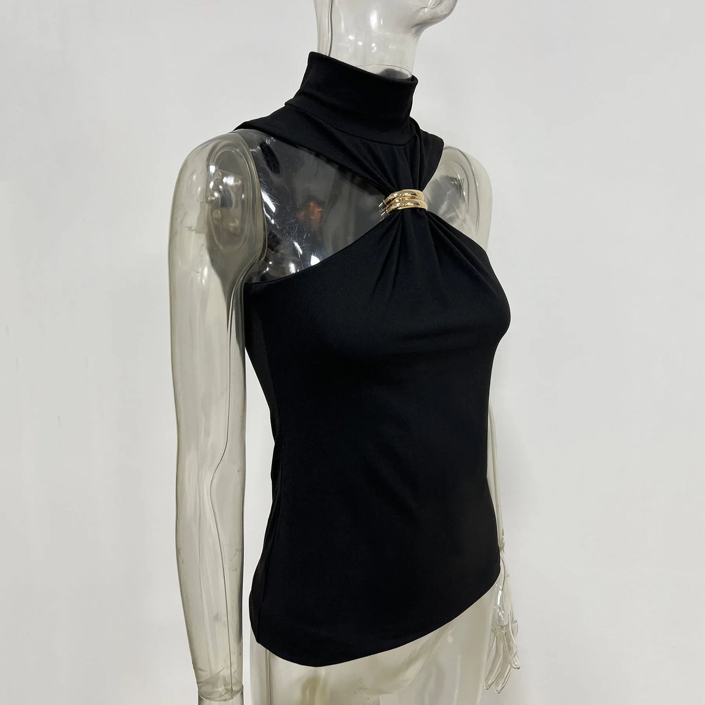 "Mrs. Banks" Women's Elegant Sleeveless Turtleneck Top