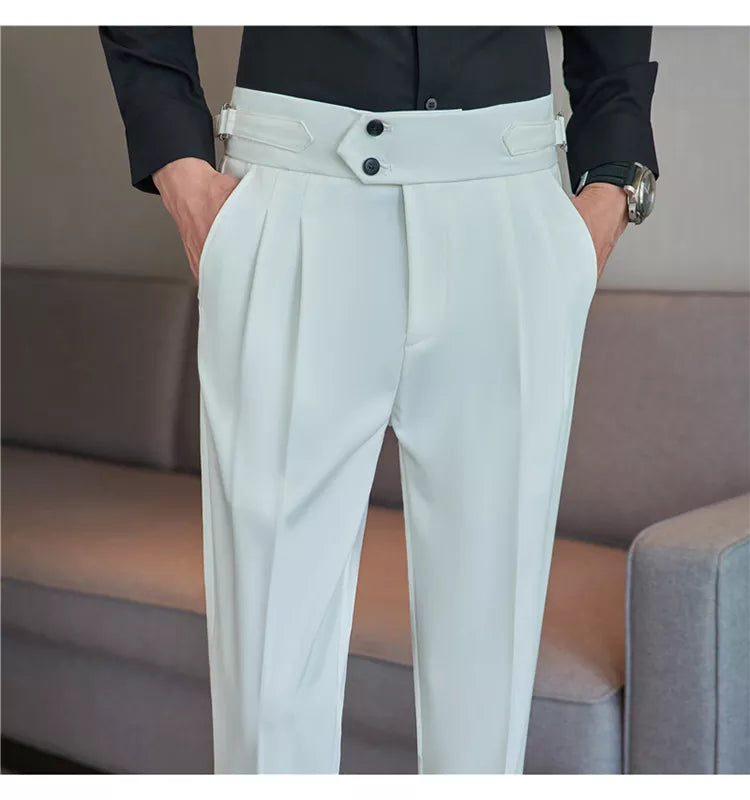 “Word Of Mouth” Men’s High Waist Designer Slim Fit Business Casual Dress Pants