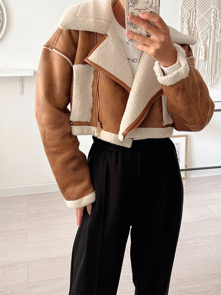 “Taylor” Women’s Vintage Designer Lambswool Fur Coat