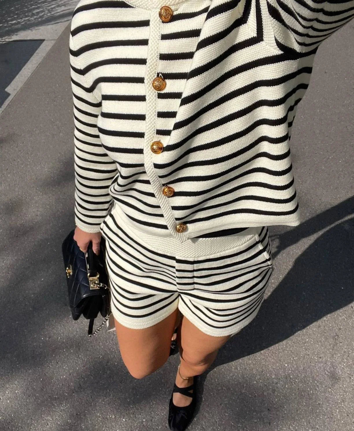 "Flossy" Women's Striped Knitted 2 Piece Outfit Set