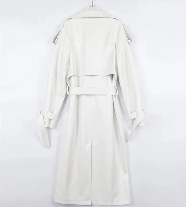 ”Lead Me On” Long Sleeve Designer Leather Trench Coat