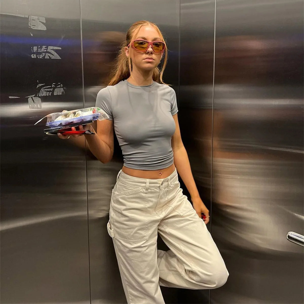 "Lé Tee" Women's Short Sleeve Casual Crop Top